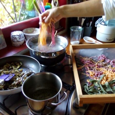 Boiling fresh home-made pasta